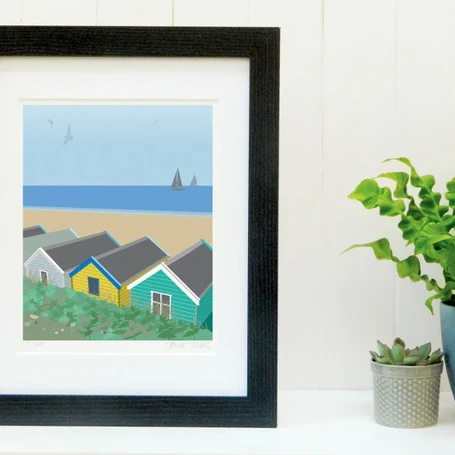 British Seaside Art Print - Beach Huts