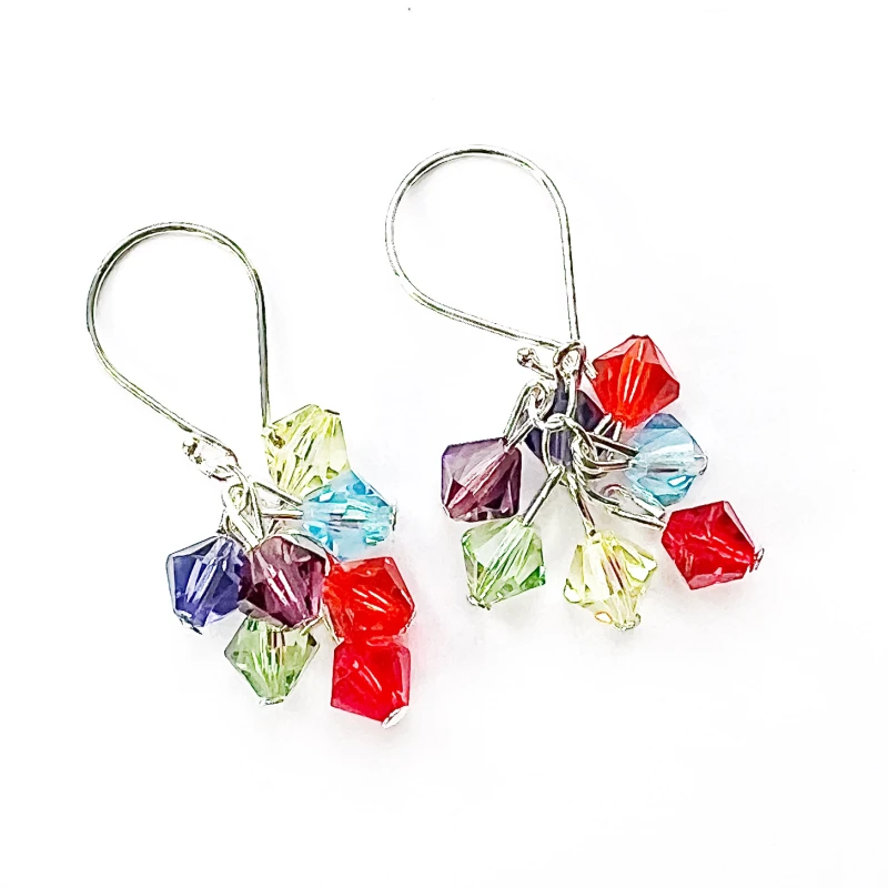 Rainbow Crystal Cluster Earrings